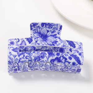 Goreisi Griffe en porcelaine bleu et blanc haut de gamme Style ancien polyvalent Accessoires pour l'arrière de la tête Clip requin Ornement pour cheveux - Product Image 6