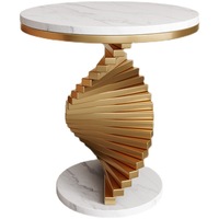 Table Basse et Table d'Appoint Sur Mesure, Non en Stock, en Mobilier de Maison de Luxe Moderne, Plateau en Marbre et Cadre en Acier Doré