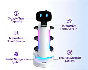 <span class=keywords><strong>Robot</strong></span> de service alimentaire commercial avec batterie au lithium de qualité <span class=keywords><strong>Tesla</strong></span>, autonomie de 12h, charge utile de 30 kg, navigation laser et contrô<span class=keywords><strong>le</strong></span> à distance via application - Product Image 1