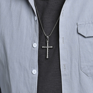 yunnique popular stainless steel cross necklace for men, niche retro design, street style, <b>titanium</b> steel pendant - Product Image 2