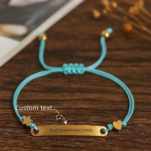 18K Gold <b>Bracelet</b> Factory Woven <b>Rope</b> <b>Bracelet</b> Laser Engraving LOGO Blank Material Adjustable Stainless Steel <b>Bracelet</b> - Product Image 5