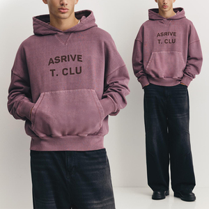 Sudadera con capucha KingSen Custom de 500 g/m², estilo Y2K, con efecto lavado a la arena, logotipo impreso, efecto lavado ácido, tejido French Terry, para hombre. - Product Image 1