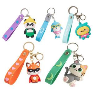 LA Custom Design Logo 3D Soft Silicone PVC Rubber <b>Keyring</b> IP Cartoon Mini <b>Animal</b> Promotional Keychains Carabiners - Product Image 1
