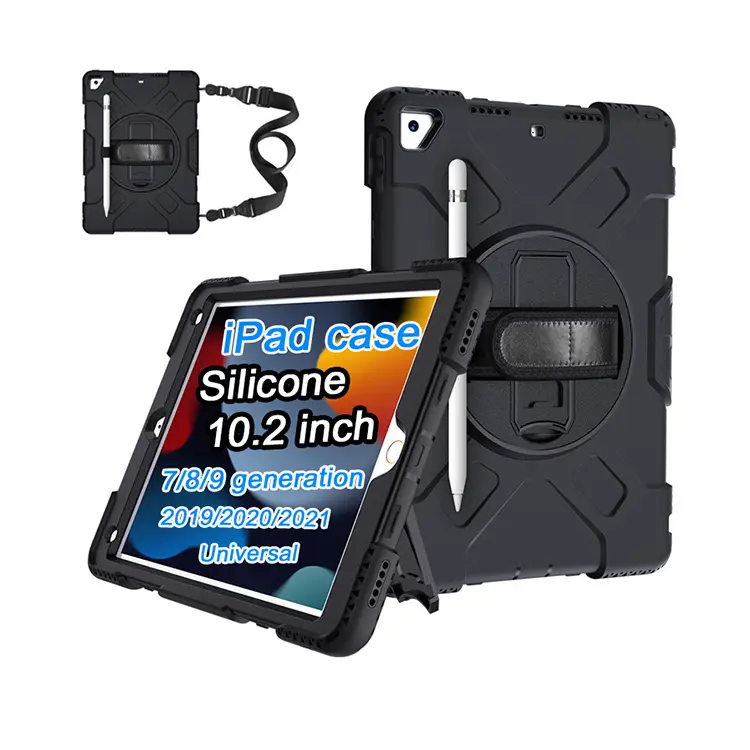 Rugged Kickstand Tablet Cover For Ipad 9th Case For Ipad 10.2 2019 2020 2021 Tablet Case With Hand Shoulder Strap