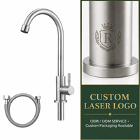 Robinet mitigeur chaud/froid en acier inoxydable pour lavabo de salle de bain, robinet mitigeur monocommande brossé pour maison, hôtel, villa