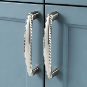 Poignées de meuble en alliage de zinc nickel satiné brossé, poignées de tiroir à bordure en corde pour armoires de cuisine, commodes, penderies, salles de bain - Product Image 2