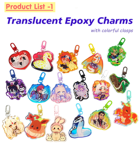 Acrylic Charms Epoxy Glitter Custom Keychains <b>Cheap</b> Factory Anime Colors Printed - Product Image 4