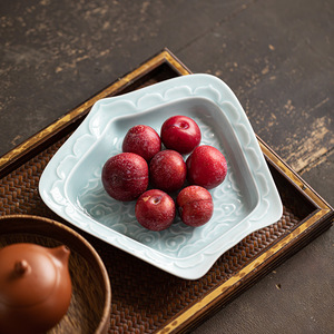 Chinese <b>Ceramic</b> Irregular Fruit <b>Plate</b> Handmade For Afternoon Tea Dehua Origin First Class Quality - Product Image 1