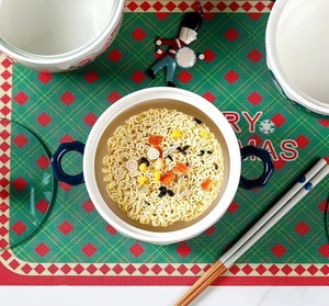 トナカイ柄のクリエイティブな麺鉢、取っ手とガラス蓋付き、雪だるまロゴデカール付きセラミックボウル、クリスマス用、学生向けのかわいいボウル - Product Image 5