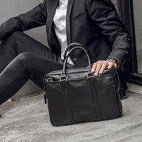 Porte-documents pour ordinateur portable en PU souple de style classique fait à la main avec logo personnalisé pour hommes d'affaires étanche pour ordinateurs