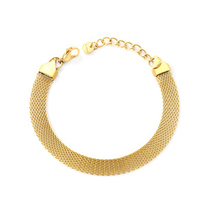 European American Stainless Steel Mesh <b>Bracelet</b> For Women Wide <b>Metal</b> Jewelry Geometric Design BC808818SG - Product Image 2