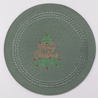 Ensemble de sets de table ronds tissés en plastique PP écologique motif tournesol de Noël