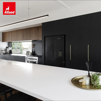 Allandgroup - Services de conception gratuits - Armoire de cuisine noire en contreplaqué laqué avec portes murales en MDF de luxe