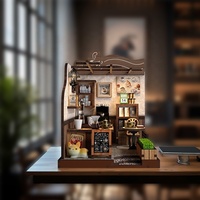 Kit de maison miniature éducatif DIY 2025 – Puzzles en bois écologiques – Kit de maison de poupée miniature DIY style café