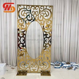 SMOOTH Factory Metal Background Pattern Panel Frame Arch Gold <b>Backdrop</b> for Wedding Decoration Party Scene - Product Image 3