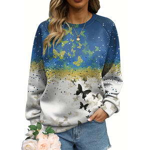 Sudadera de manga larga con patrón de elemento de mariposa para <span class=keywords><strong>mujer</strong></span>, <span class=keywords><strong>sudaderas</strong></span> con capucha de estilo degradado, sudadera con estampado de patrón personalizado - Product Image 2