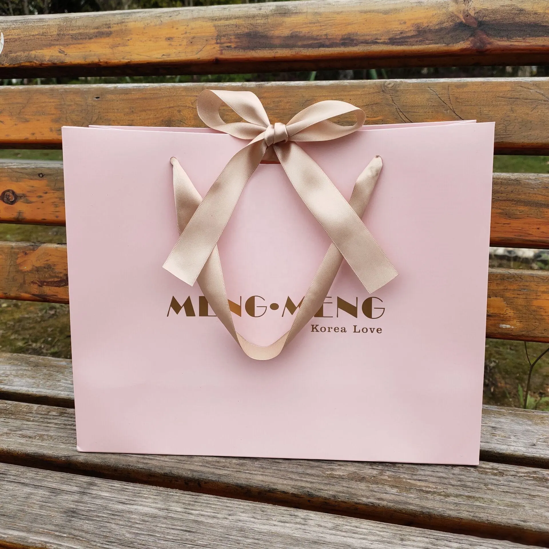 Benutzer definierte Roségold Logo rosa Hochzeits tasche Geschenk papier Einkaufstasche Schmuck Geschenk verpackung Papiertüte