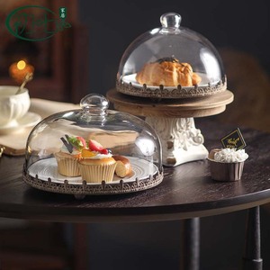 Support à gâteau rond en verre avec couvercle, plateau de présentation anti-poussière pour desserts, fête d'anniversaire, service, 1 pièce - Product Image 1
