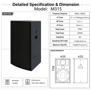 Système audio surround professionnel 3 voies 500W Nominaux/2000W Puissance de crête, Boîtier en bois M315 – Le produit le plus rentable pour des performances optimales - Product Image 3