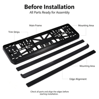 BOLONG Cadre de plaque d'immatriculation en plastique ABS haute performance, norme européenne, résistant aux intempéries, logo personnalisé imprimé, plaque d'immatriculation européenne