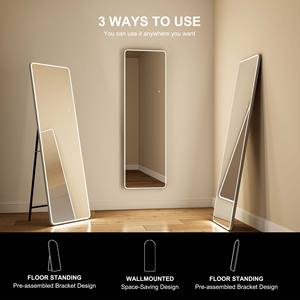 Produsen grosir meja rias kamar tidur Led Salon rambut dinding dengan lampu panjang rias berdiri cermin lantai seluruh tubuh - Product Image 4
