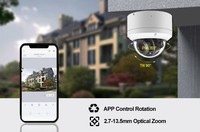 Caméra IP PoE de sécurité mini-dôme PTZ StarVision couleur jour/nuit, étanche IP66, anti-vandalisme, zoom optique 5X, audio bidirectionnel, reconnaissance faciale