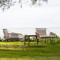Ensemble de chaise et table basse en alliage d'aluminium de style nordique pour l'extérieur, meubles d'extérieur résistants aux intempéries pour jardin, cour, terrasse