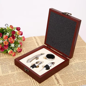 Chất lượng đảm bảo thân thiện với môi Bar Party Wedding Gift <span class=keywords><strong>Set</strong></span> thép không gỉ gỗ Wine Opener - Product Image 1