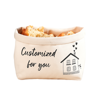 Logo personnalisé sérigraphié réutilisable recyclable toile de coton fermeture à cordon pliable sac de rangement des aliments panier à pain