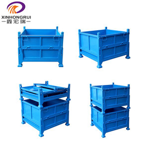 Depo katlama sert levha dayanıklı istiflenebilir çelik sandık Forklift kanal lojistik <span class=keywords><strong>Metal</strong></span> kutu konteyner palet 1000kg - Product Image 3