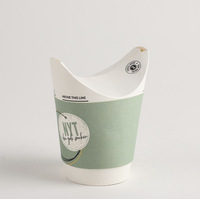Impression de logo personnalisé Le film de revêtement PLA à double paroi jetable élimine les gobelets en papier papillon sourire de café sans couvercle d'éclaboussure