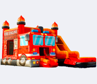 Toboggan Gonflable Commercial Géant en PVC pour Enfants, Modèle Pompier, Capacité 500-1000kg, Activités Extérieures pour Enfants, Leteng LT-569 2-3