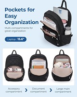 Tas Ransel Laptop Kasual Anti Air Bahan Nylon dengan Resleting untuk Kuliah, Perjalanan, Sekolah, dan Aktivitas Luar Ruangan