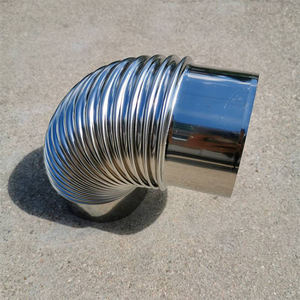 Codo de tubo redondo ajustable de acero inoxidable, codo de chimenea corrugada de 90 grados para estufa de leña - Product Image 3