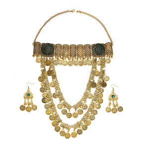 Conjunto de Collar Boho con Monedas Doradas para Mujer, Gargantilla Étnica Vintage, Joyería Nupcial Árabe India de Varias Capas - Product Image 5