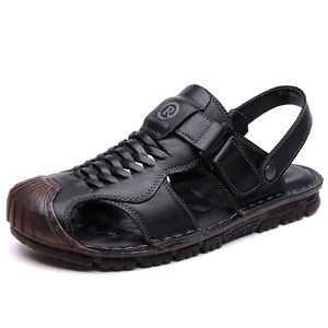 Sandalias de cuero con punta abierta para hombre, suela de goma, entresuela de EVA, sandalias de moda para verano - Product Image 5
