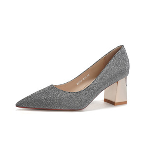 6555J <b>Glitter</b> Pumps Pointed Toe <b>Block</b> <b>Heel</b> High 5cm 8cm Bridal Shoes Comfort Crystal Decoration Wedding Daily Wear - Product Image 5