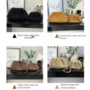 Ventes transfrontalières sacs en daim en cuir véritable tissé pochettes pour femmes sacs à bandoulière en cuir de vachette givré tissé pour femmes - Product Image 2