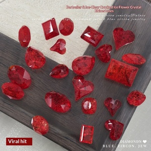 เพ้นท์เล็บลายดอกไม้สีแดงระยิบระยับแบบคริสตัลเพชรทรงไข่นกพิราบปลายแหลมแบบยาว - Product Image 3