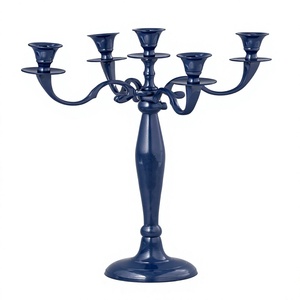 European Handmade Blue Color Candelabra European Tabletop <b>Candle</b> Holder for Home Decoration Christmas Easter Wedding Centerpiece - Product Image 1