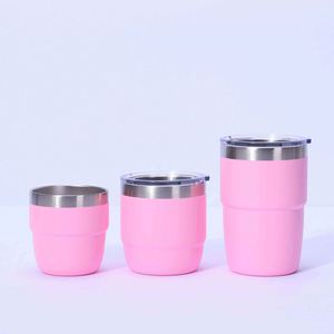 Pink Stainless Steel Tumbler Set Lid Leak-Proof 6-12 Hours Thermal Insulation Eco-Friendly Travel <b>Drinkware</b> Minimalist Design - Product Image 1