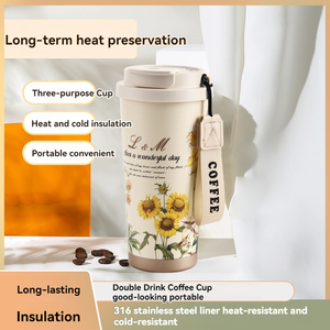 Boccali sottovuoto in ceramica di grande capacità riutilizzabili a doppia parete thermos in acciaio inossidabile tazza isolata tazza per la casa bicchieri - Product Image 2
