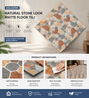 Carreaux de céramique mats 400x400, carreaux de porcelaine modernes pour revêtements de sol en céramique avec aspect pierre naturelle, application intérieure et extérieure