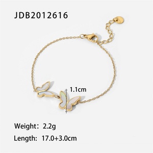 Simple O Link Chain <b>Bracelets</b> Stainless Steel Gold Plated Women butterfly <b>Shell</b> <b>Bracelet</b> Jewelry - Product Image 5