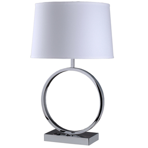Lámpara de Mesa con Pantalla de Tela de Lino y Acabado de Níquel, Certificación UL CE, Recargable, Bombillas Incandescentes, para el Mercado de EE. UU., Reino Unido y Medio Oriente - Product Image 1