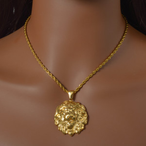Collar con Colgante Circular Personalizado Chapado en Oro de 18K, Juego de Joyería de Acero Inoxidable 316L con Forma de Animal para Niños - Product Image 4