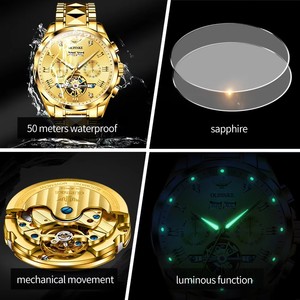 OUPINKE 3240 Skeleton Men's Watches 50m Waterproof Automatic Mechanical Watch Sapphire Luminous Date Tungsten Steel Brand Watch - Product Image 5