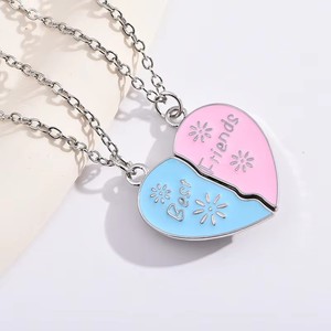 Fashion Best Friends Pendant <strong>Necklace</strong> Heart Rhinestone Colorful Drip Oil Charming Couple Friend Spliceable Pendant <strong>Necklace</strong> Gift - Product Image 6