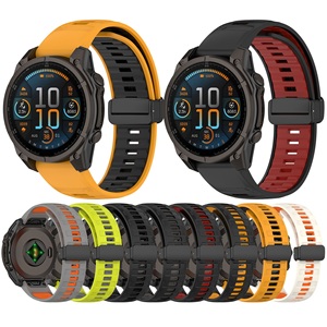 <span class=keywords><strong>Correa</strong></span> de Reloj Deportiva de Silicona de 22 mm con Cierre Magnético de Doble Color y Cambio Rápido para <span class=keywords><strong>Garmin</strong></span> <span class=keywords><strong>Fenix</strong></span> <span class=keywords><strong>5</strong></span> Plus 6 Pro 7 Pro Solar 8 E - Product Image 1