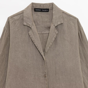 SHENZHU Wanita 2025 Musim Semi Mode Baru Kasual Linen V-neck Seri Blus Vintage Lengan Panjang Kemeja Wanita Blusas Atasan Chic - Product Image 3